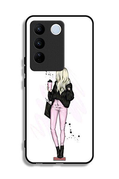 Tolwak غطاء حماية لهاتف Vivo S16 - رسم فتاة تحمل كوب قهوة