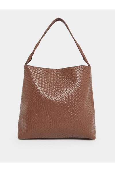 Styli Textured Shoulder Bag with Snap Closure