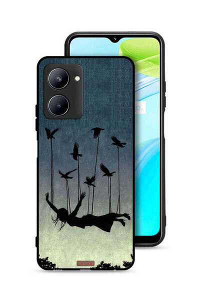 Tolwak غطاء حماية لهاتف Realme C33 بتصميم طيور تحمل فتاة ساقطة