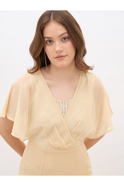 Styli Embellished Sequined A-Line Maxi Dress