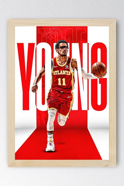 Saturn Pictură înrămată Trae Young - Pictură poster NBA de baschet