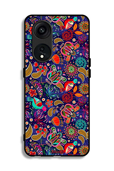 Tolwak غطاء حماية لهاتف Oppo Reno 8T 5G بنقشة أوراق طيور وزهور ملونة