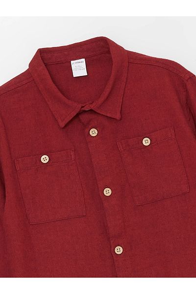 LC Waikiki Lcw Kids Claret Red Long Sleeve Basic Boy's Shirt
