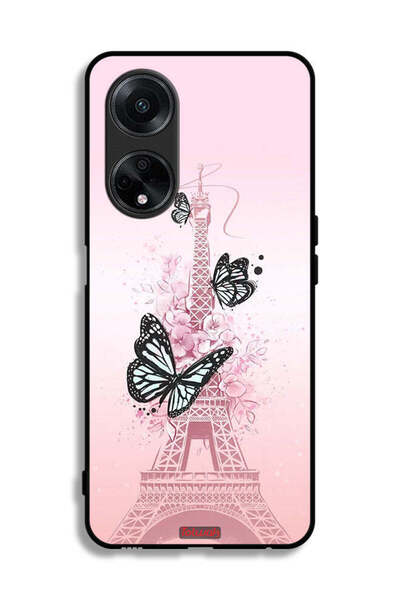 Tolwak غطاء حماية لهاتف Oppo F23 5G بنقشة فراشات على برج إيفل
