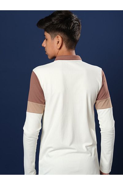 Technosport By Styli Color Block Long Sleeve Polo T-Shirt