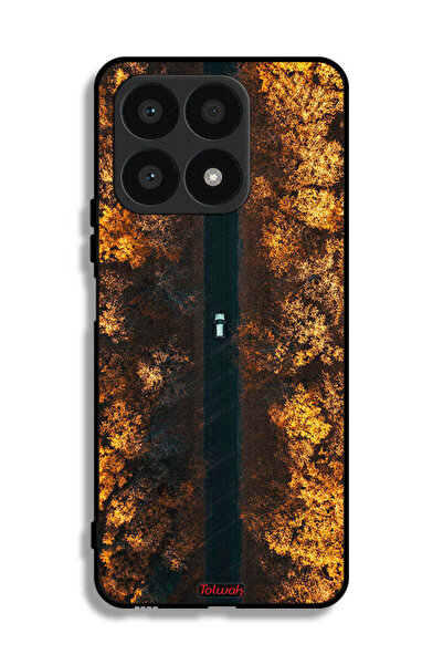 Tolwak غطاء حماية لهاتف Honor X8a بتصميم طريق في أشجار الخريف