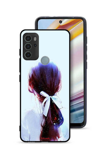 Tolwak غطاء حماية موتورولا موتو جي 60 إس بتصميم ربطة شعر مع رباط شعر وفن فتاة