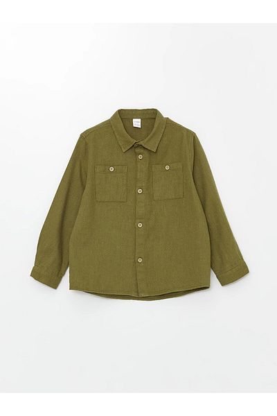 LC Waikiki Lcw Kids Khaki Long Sleeve Basic Boy's Shirt