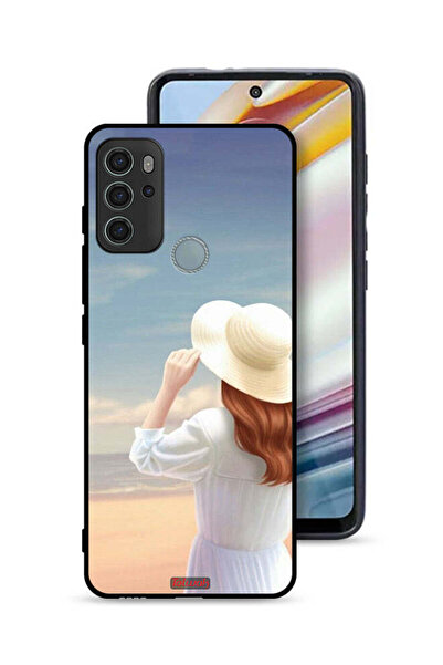 Tolwak غطاء حماية لهاتف موتورولا موتو جي 60 إس بنقشة قبعة فتاة واقفة