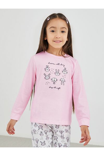 Styli Graphic Print Long Sleeve T-Shirt and Pyjama Set