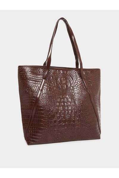 Styli Animal Textured Shoulder Bag with Zip Closure