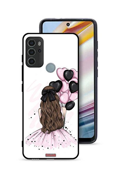 Tolwak غطاء حماية لهاتف موتورولا موتو جي 60 إس بتصميم فتاة تحمل بالونات