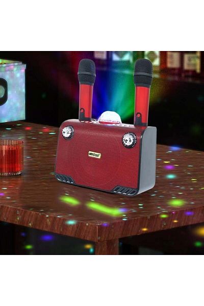 divendi-ro Portable speaker with 2 microphones XY899, LED lights, 45W, bluetooth, red
