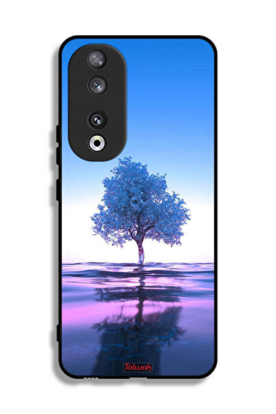 Tolwak غطاء حماية لهاتف Honor 90 بتصميم شجرة نيون وانعكاس مائي فني رقمي