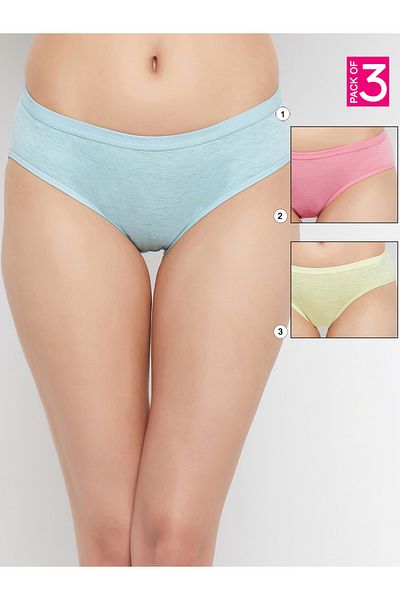 Clovia By Styli Pack of 3 - Melange Low Rise Cotton Bikini Briefs