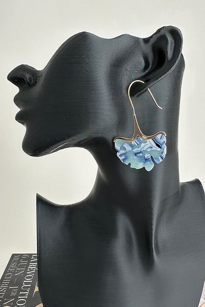 Modex Acrylic Leaf Earrings with Metal Detail Dangle (6cm)