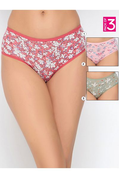 Clovia By Styli Pack of 3 - All-Over Floral Print Hipster Briefs