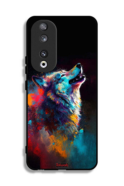 Tolwak غطاء حماية لهاتف Honor 90 بتصميم ذئب ملون