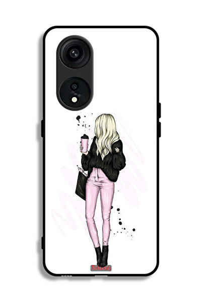 Tolwak غطاء حماية لهاتف Oppo Reno 8T 5G، رسم فتاة تحمل كوب قهوة