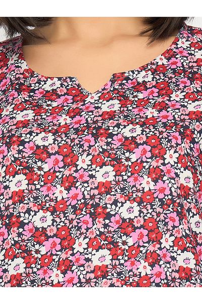 Clovia By Styli Floral Print Notch Neck Top and Pyjama Set