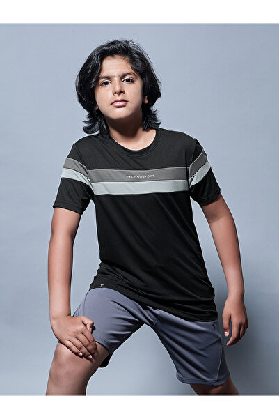 Technosport By Styli Color Block Short Sleeves Round Neck T-Shirt