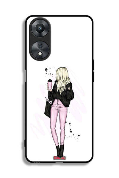Tolwak غطاء حماية لهاتف Oppo A58 5G، صورة فتاة تحمل كوب قهوة
