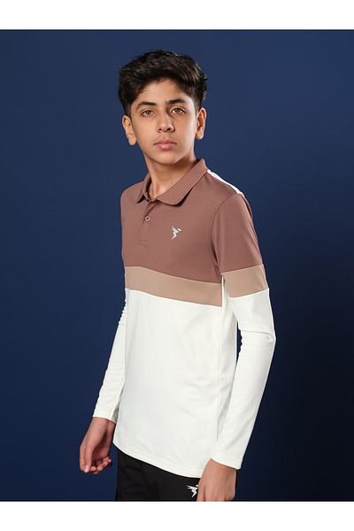Technosport By Styli Color Block Long Sleeve Polo T-Shirt