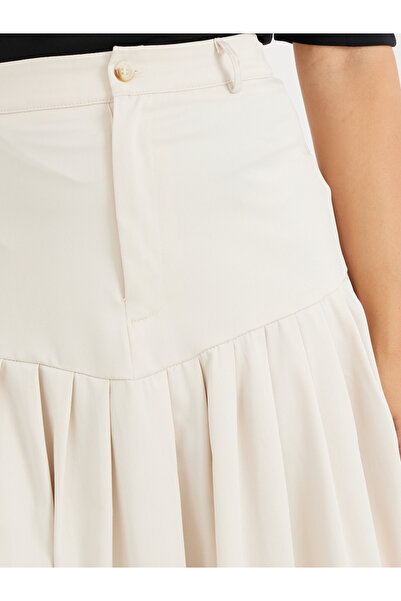 Styli Solid Pleated A-Line Midi Skirt