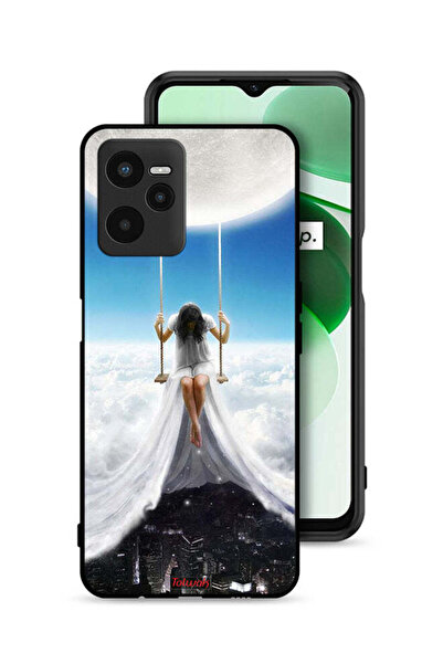 Tolwak غطاء حماية Realme C35 بتصميم غيوم القمر وفن المدينة