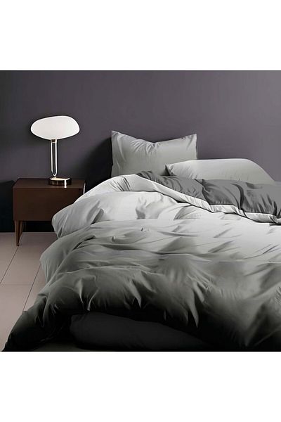 Pucioasa 6-piece elastic bed linen in gradient gray fine fabric