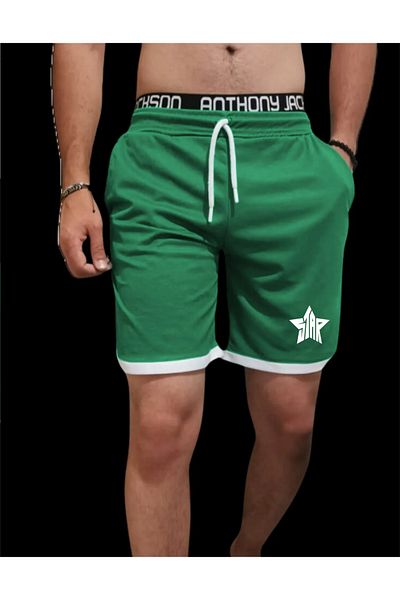 VAN VLECK Ανδρικό αθλητικό σορτς Green Star Casual Slim Fit Quick Dry Stretchy Cappa Fabric