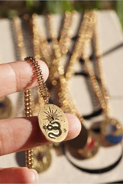 AŞIK ACCESSORIES Stainless Steel Starry Snake Locket Necklace