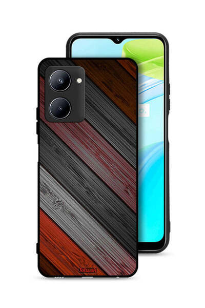 Tolwak Realme C33 Protective Case Cover Colored Wooden Pattern