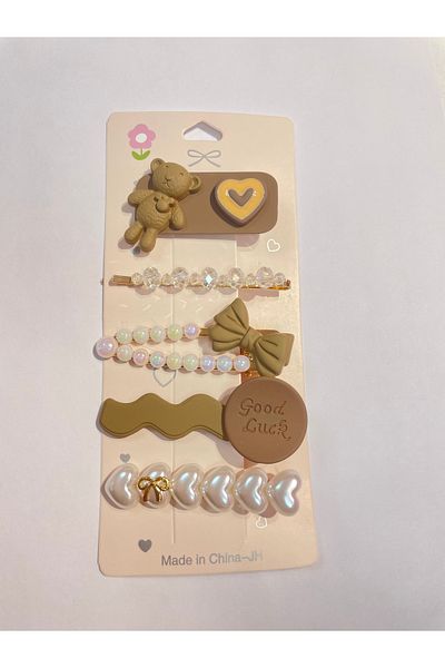 La She Accessories Brown 5-Piece Stylish Buckle