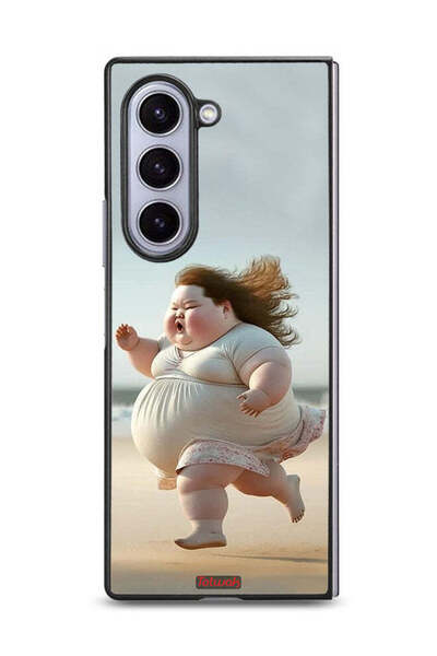 Tolwak غطاء حماية لهاتف Samsung Galaxy Z Fold6 بتصميم فتاة سمينة تركض