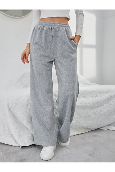GERLAY Φαρδύ μποτάκι Basic ίσιο Jogger - Γκρι γυναικείο φαρδύ ψηλόμεσο χειμώνα