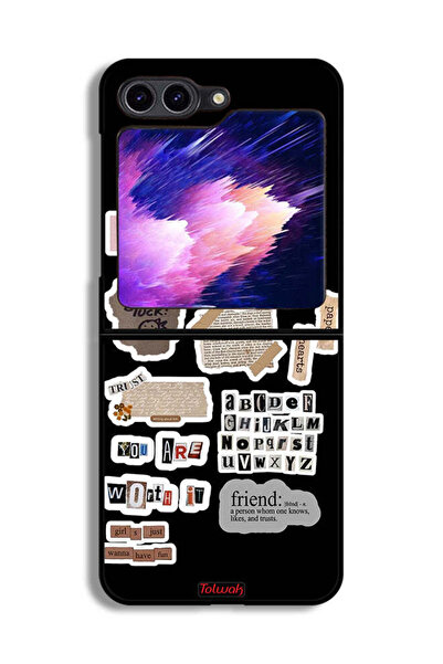 Tolwak غطاء حماية لهاتف Samsung Galaxy Z Flip6 بملصقات عبارات الحظ السعيد