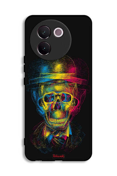 Tolwak غطاء حماية لهاتف Vivo V30e 5G بتصميم جمجمة وقبعة ملونة وفن خيالي
