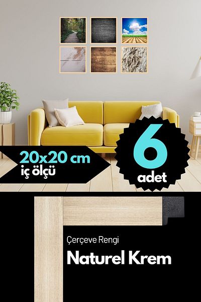 AtlasSG Set de 21 mm 6 rame 20x20 cm 6 buc Rame foto pentru agățat pe perete PVC rezistent la spargere