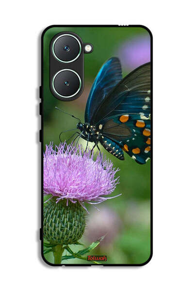 Tolwak غطاء حماية لهاتف Vivo Y03 4G بتصميم فراشة على زهرة