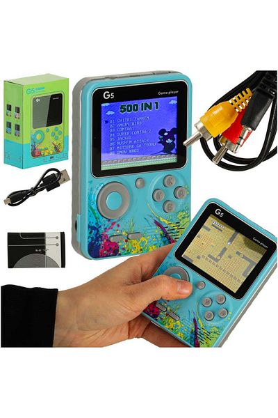 Micostore Portable Retro Console, 500 Classic Games, 3" LCD Screen, Rechargeable Battery, Multiplayer, 6 years+