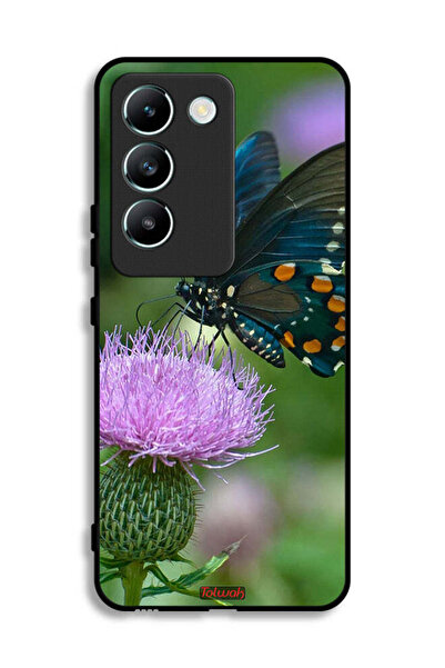 Tolwak غطاء حماية لهاتف Vivo V30 Lite 4G بتصميم فراشة على زهرة