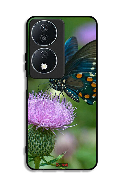 Tolwak غطاء حماية لهاتف Honor X7b 5G بتصميم فراشة على زهرة