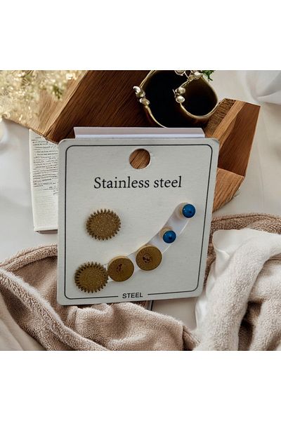 İNN JEWELLERY Steel Earrings Anti-Tarnish Anti-Allergic Evil Eye Figure (2 Years Importor Warranty)