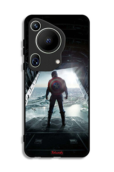 Tolwak غطاء حماية فائق لهاتف هواوي بيورا 70 بتصميم صورة كابتن أمريكا