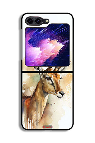 Tolwak غطاء حماية لهاتف Samsung Galaxy Z Flip6 بتصميم فن تجريدي من الغزلان
