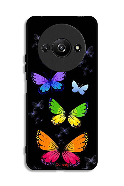 Tolwak Xiaomi Redmi A3 4G Protective Case Cover Colorful Butterflies