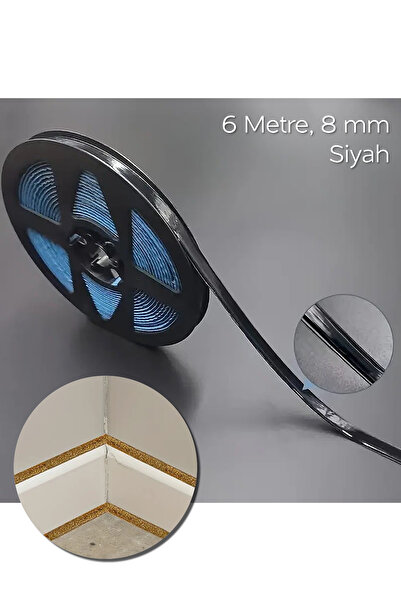 ARVALE 6 Metre Yapışkanlı Derz Bandı | Mutfak Fayans ve Lavabo Bandı - Siyah