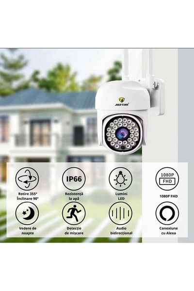 divendi-ro WiFi surveillance camera, 2MP, Full HD, outdoor, motion sensor, IR, microphone, IR, speaker, white