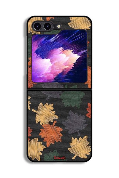 Tolwak غطاء حماية لهاتف Samsung Galaxy Z Flip6 برسومات أوراق الخريف الفنية
